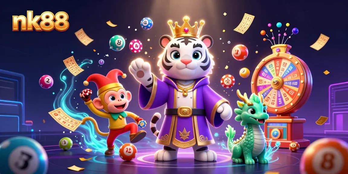 Experience excitement at nk88 with vibrant 3D casino characters engaging in gambling activities.