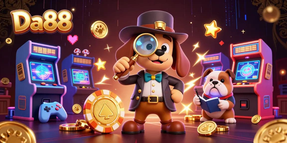 Engage in thrilling gameplay with Da88 in this dynamic casino-themed illustration
