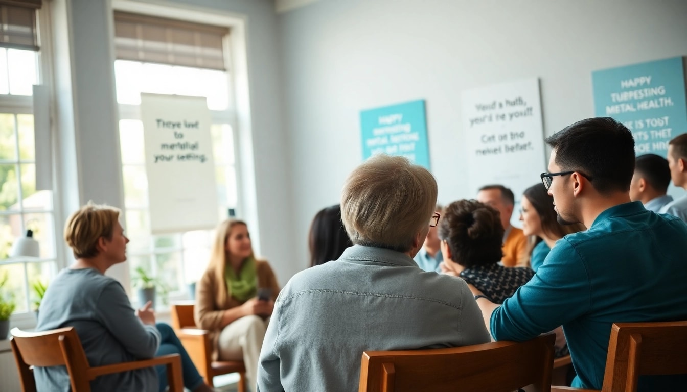Mental health awareness event encouraging open dialogue among diverse participants.