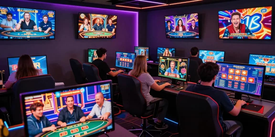 Exciting online gaming scene featuring diverse players at https://gemwin.pics/ engaging in vibrant casino games with modern setups.