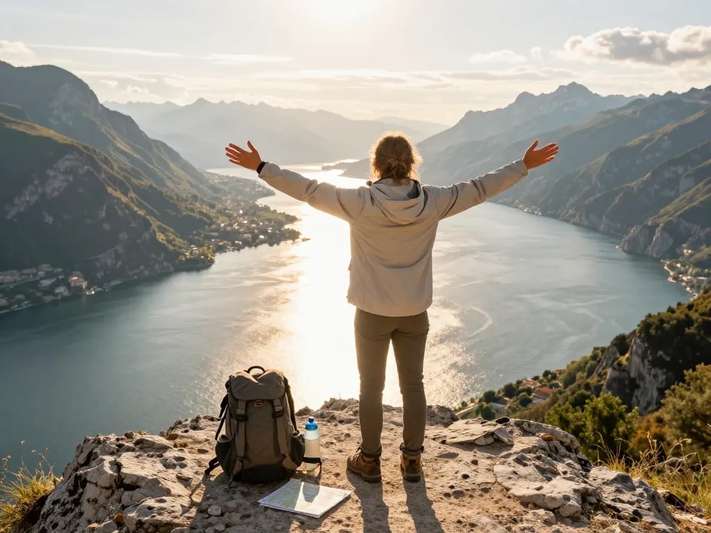 Gardasee Reisetipps während eines malerischen Wanderevents am Gardasee festhalten.