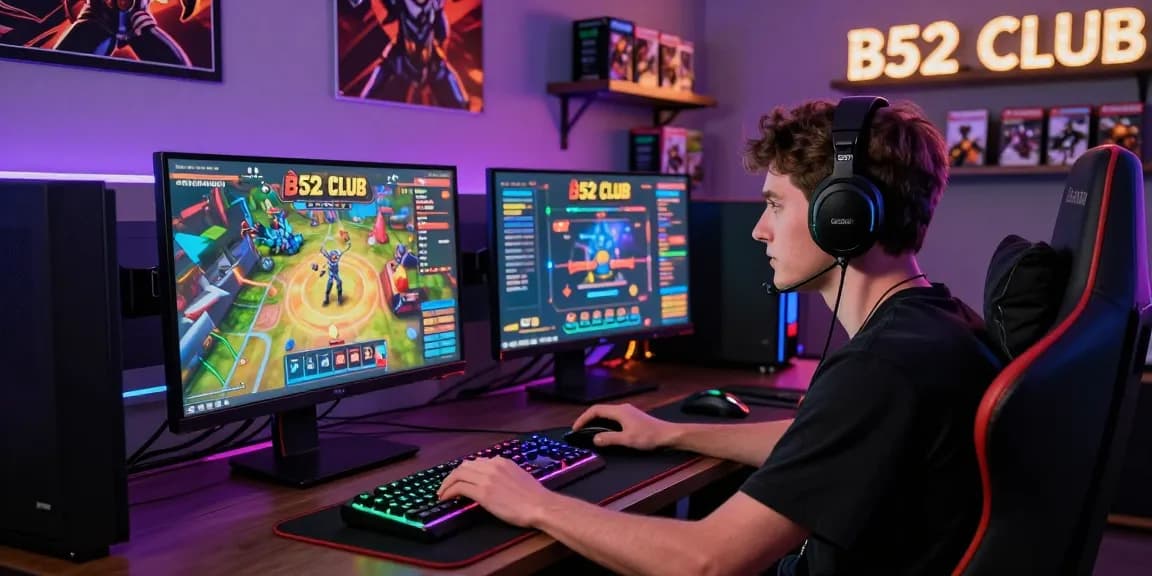 Dynamic online gaming scene showcasing B52 CLUB interface, vibrant atmosphere reflecting the thrill of gambling.