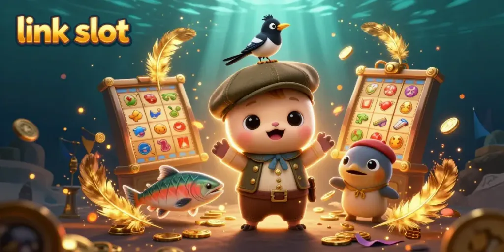 Experience thrilling wins with link slot featuring cartoon characters and vibrant game elements.