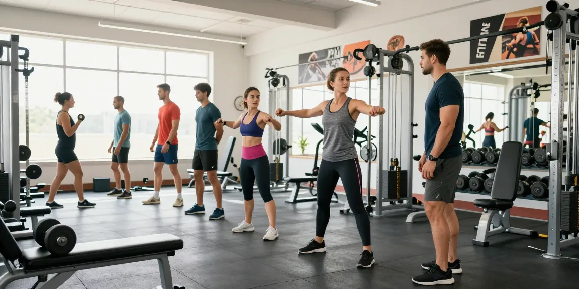 Aktive Trainingseinheit im Selliza Shop Fitnessstudio mit motivierten Sportlern.
