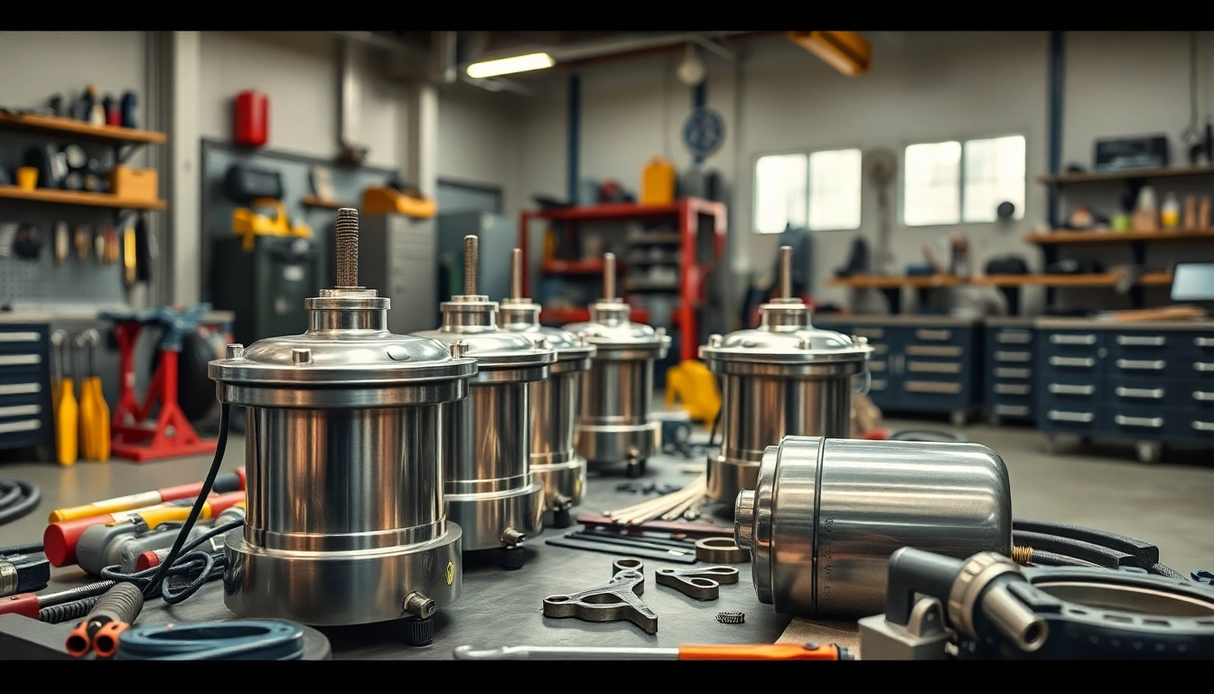 Auto Kufen im Vordergrund eines gut beleuchteten Werkstatt, umgeben von Werkzeuginstrumenten.