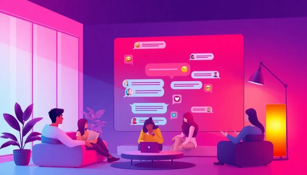 Engaging digital environment showcasing diverse users engaging in sex chat online with vibrant colors and inviting layout.