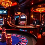 Experience thrilling gameplay at mv88's casino tables with vibrant poker chips and roulette action.