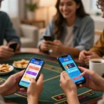 Engaged players access SC88 Link app for online casino games in a warm home setting.