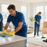 Expert umzugsreinigungen bern service team performing a detailed move-out cleaning in an apartment, showcasing professionalism and care.