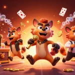 Engage with Sunwin Official at a lively comedy casino club with hyena characters.
