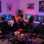 Exciting gaming scene with friends enjoying FAFA828 online betting experience.